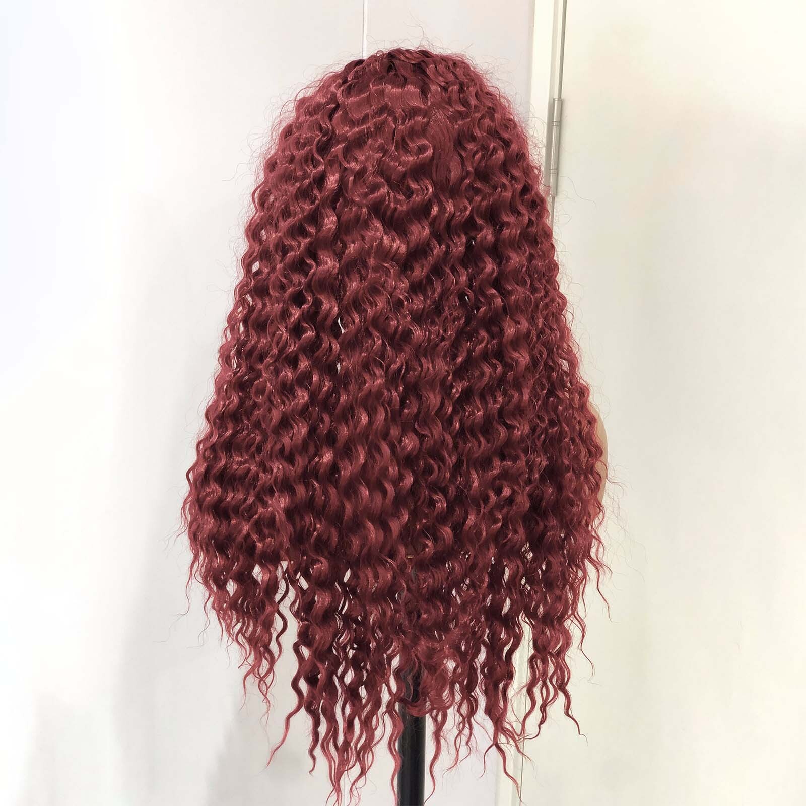Red Deep Synthetic Front Wig Glueless Afro Kinky Curly Bury Colored Hair Lace Frontal Wigs for Women Party