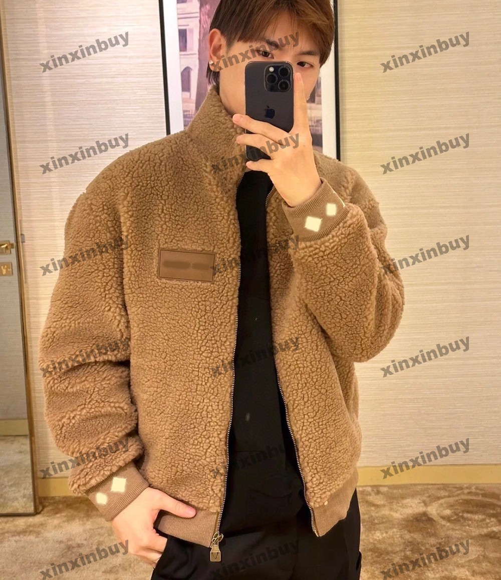 xinxinbuy Men designer Coat Jacket Leather label flower Granular velvet fabric long sleeves women gray Black khaki green red XS-L