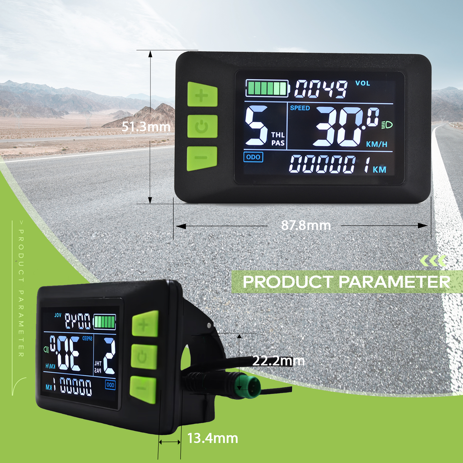 Ebike Computer Display Monitor Cycle Stopwatch Computer Bike Speedometer E Bicycle Display