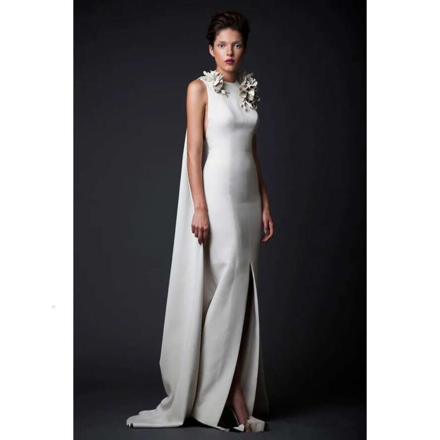Jabotian Krikor Sheath Evening Dresses Paolo Sebastian Front Split Or Length Jewel Neck Formal Wear Prom Party Gown Robe De Soiree