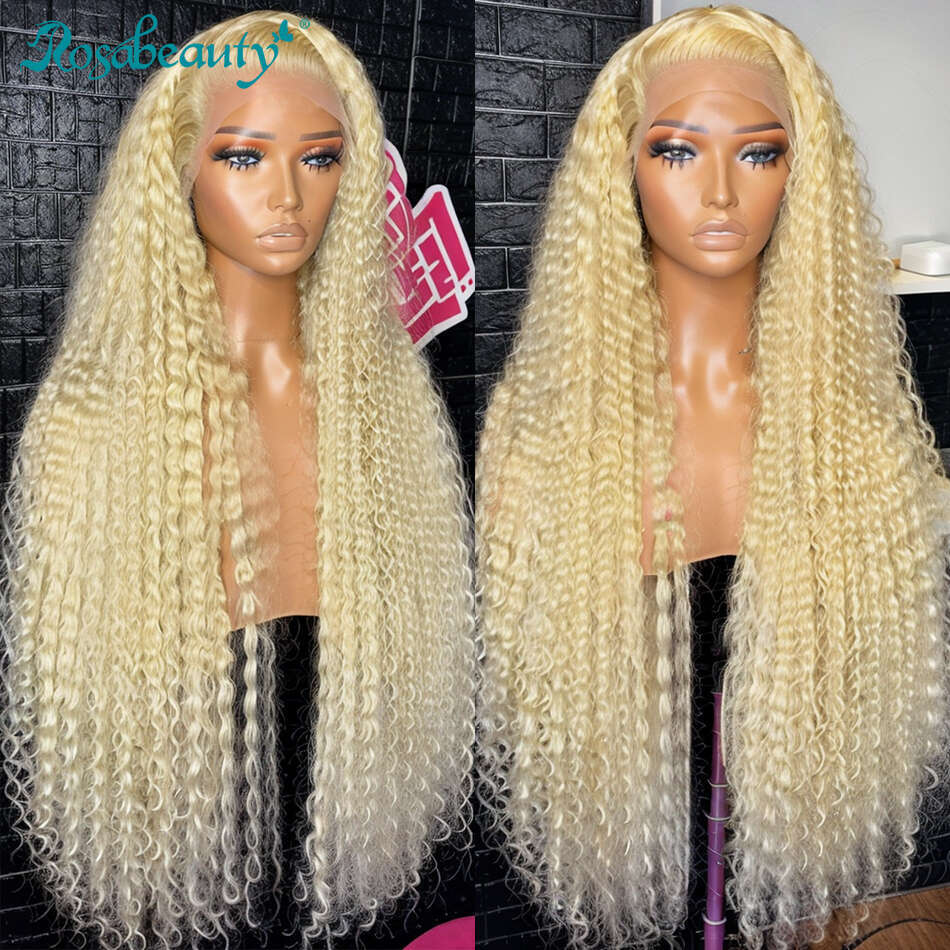 Rosabeauty Inch Curly Honey Blonde Lace Front Wig Human Hair Color Loose Deep Wave x HD Water Frontal