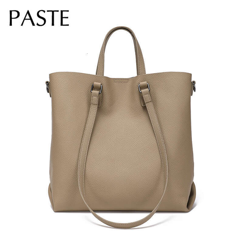 New Autumn Large Capacity Purple Travel Tote 100% Cowhide Leather Women Handbag Storage Coat Commuter Shoulder Bag Big