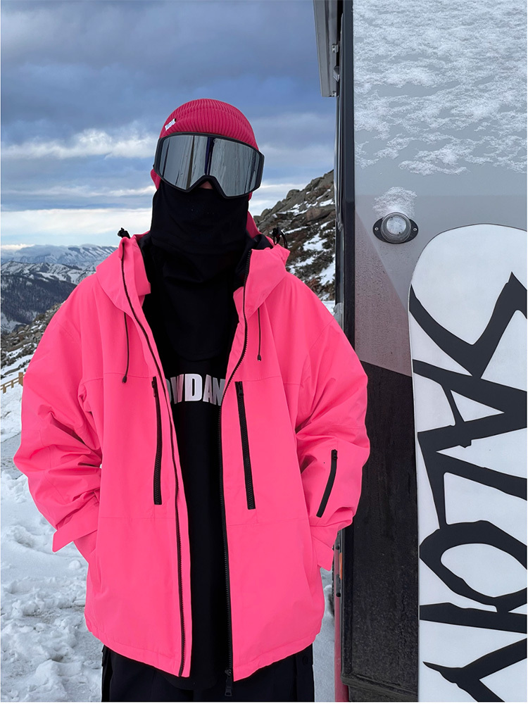 Unisex Fluorescent Pink Ski Jacket For Men Women Windproof Overalls Hoodie Waterproof Outdoor Jackets Snowboard Sports Clothing