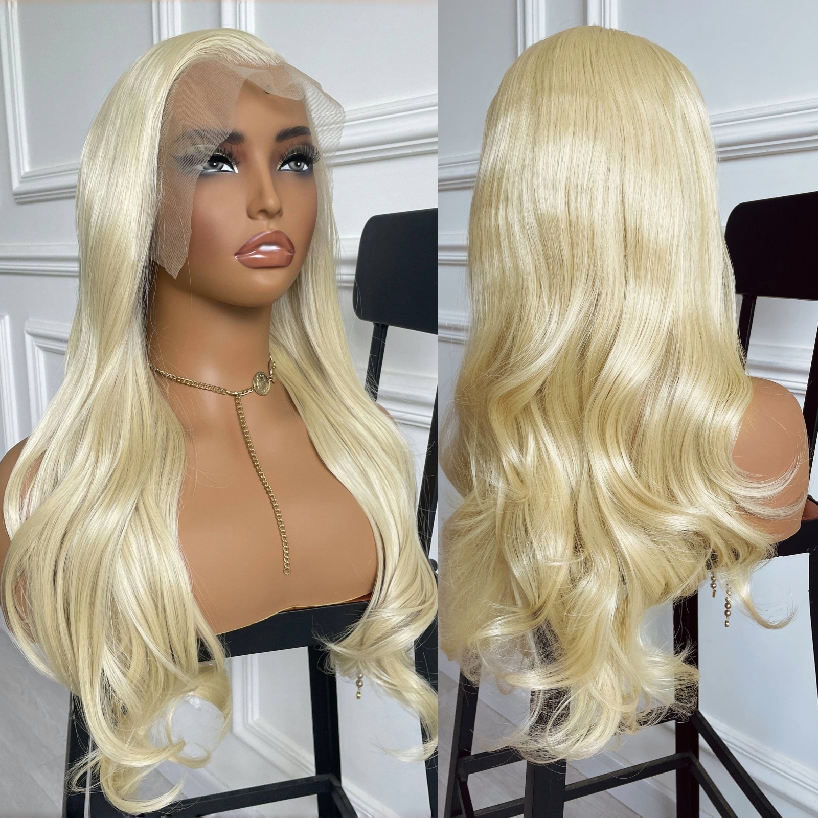 Long Curly Wavy Synthetic Lace Front Wig Copper Red Blonde Colored Hair 13X4 Frontal Natural Wave Wigs for Women Party Cosplay