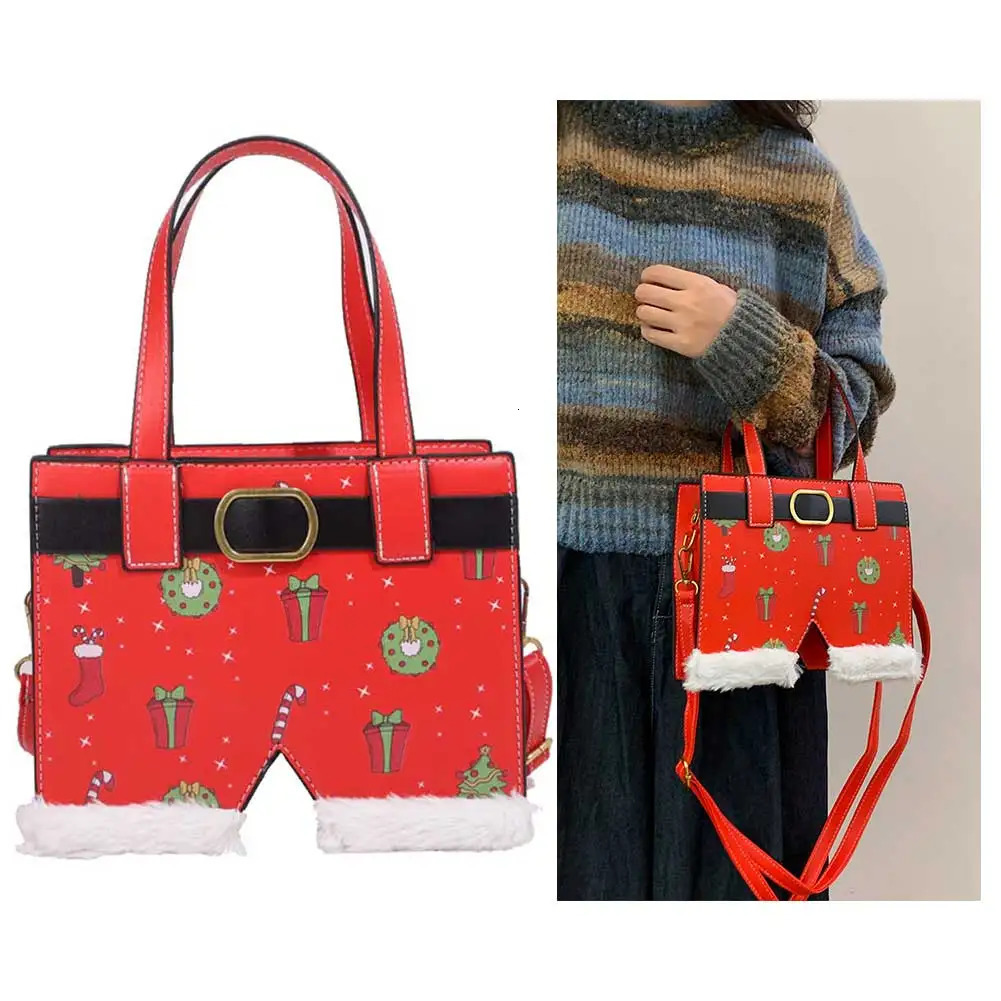 Santa Pants Creative PU Shoulder Bag Large Capacity for ChristmasGift Box Type 241025