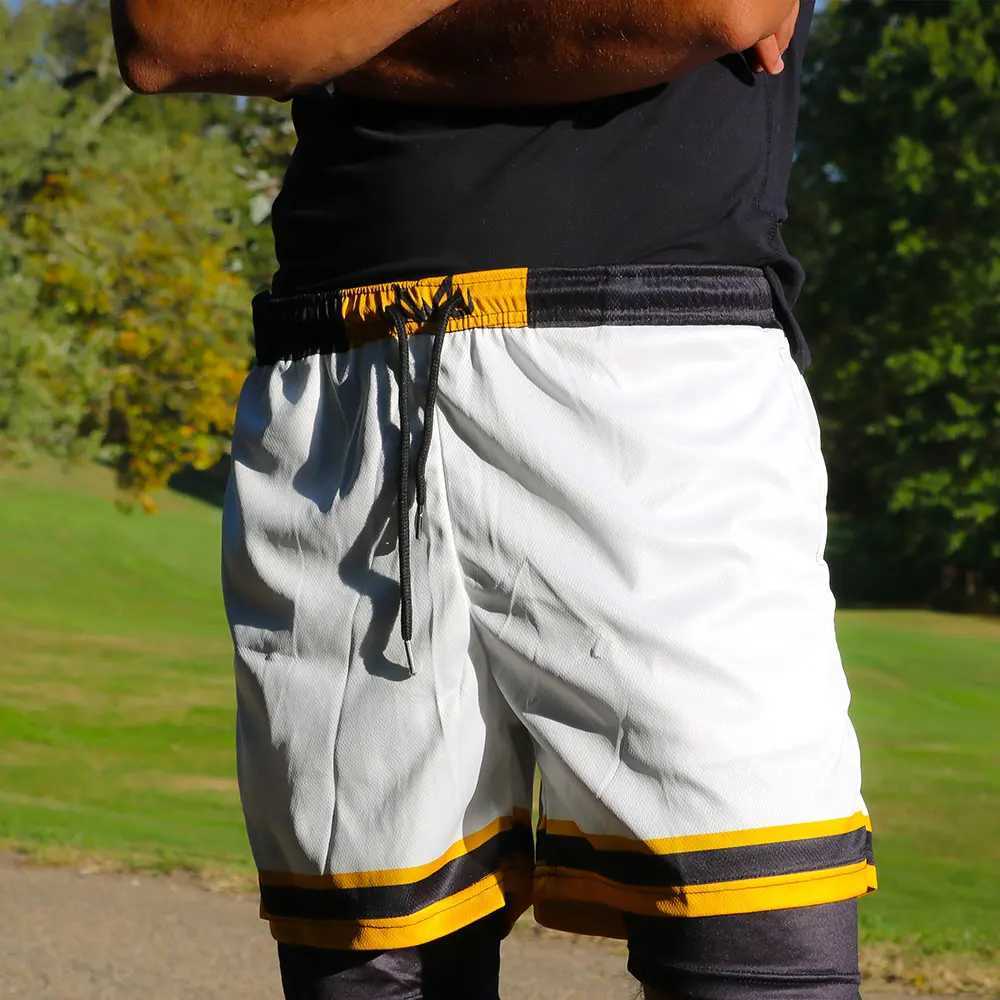 Anime Gym 2-in-1 Mens Shorts Quick Drying Breathable Mesh Performance Shorts Summer Sports Fitness Shorts X250410