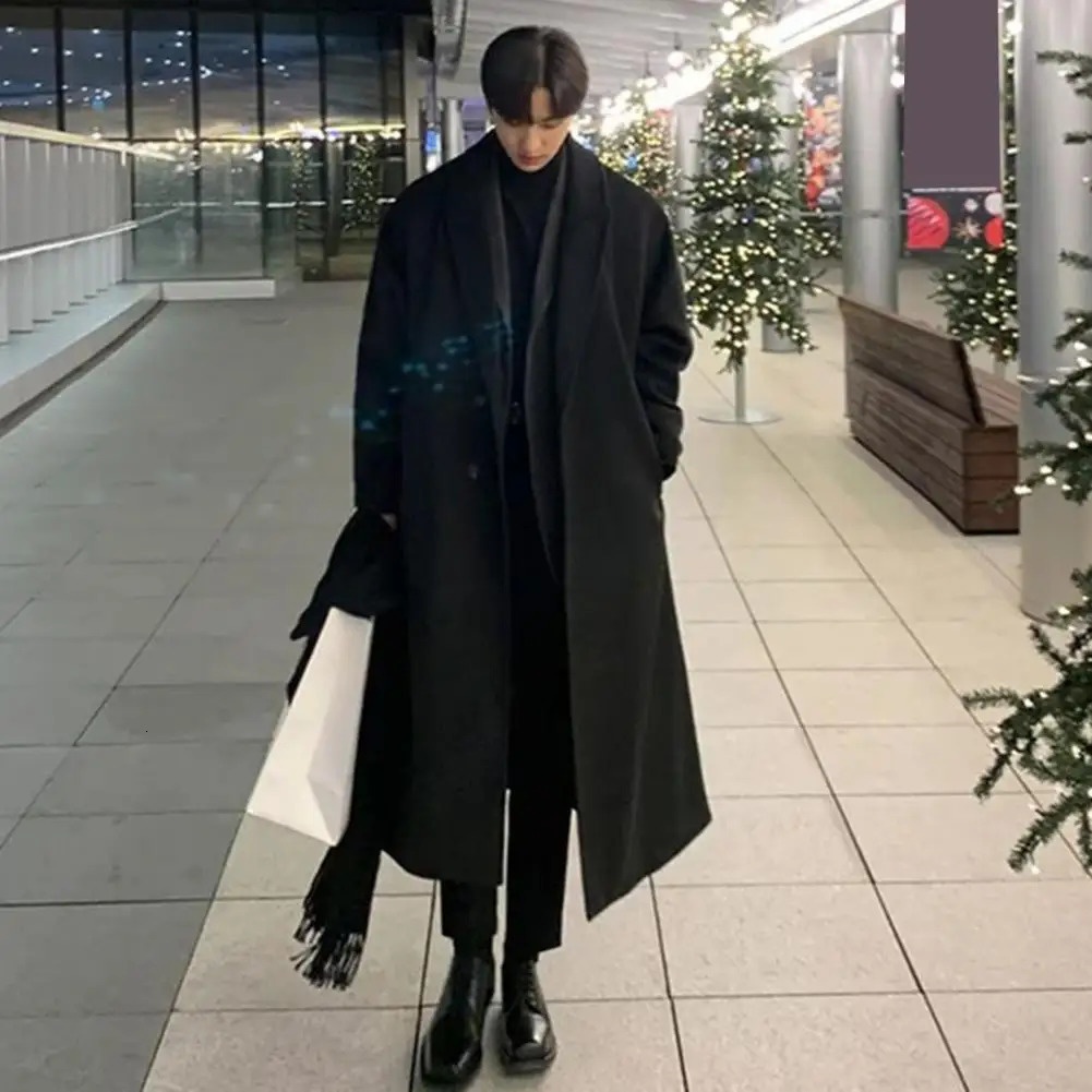 Trench Coat Spring Trench Korean Mens Fashion Overcoat Male Long Windbreaker Streetwear Men Coat Outer Wear Clothing 241024
