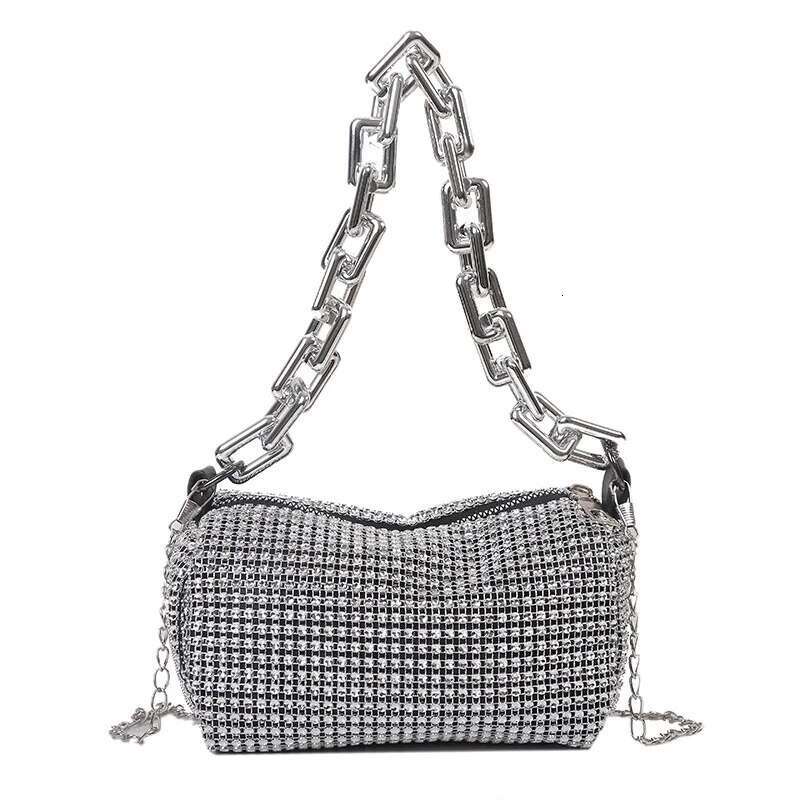 Rhie Allover Bucket Bag, Glitter Chain Prom Purse, Women's Mini Crossbody Bag (6.3*3.54) Inch