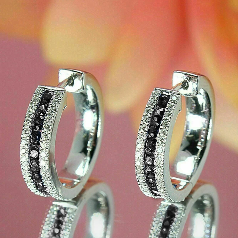 Classic Sapphire Earrings Women 925 Sterling Silver Zircon Crystal Earrings Fashion Round Diamond Princess Earrings Luxury Wedding Jewelry