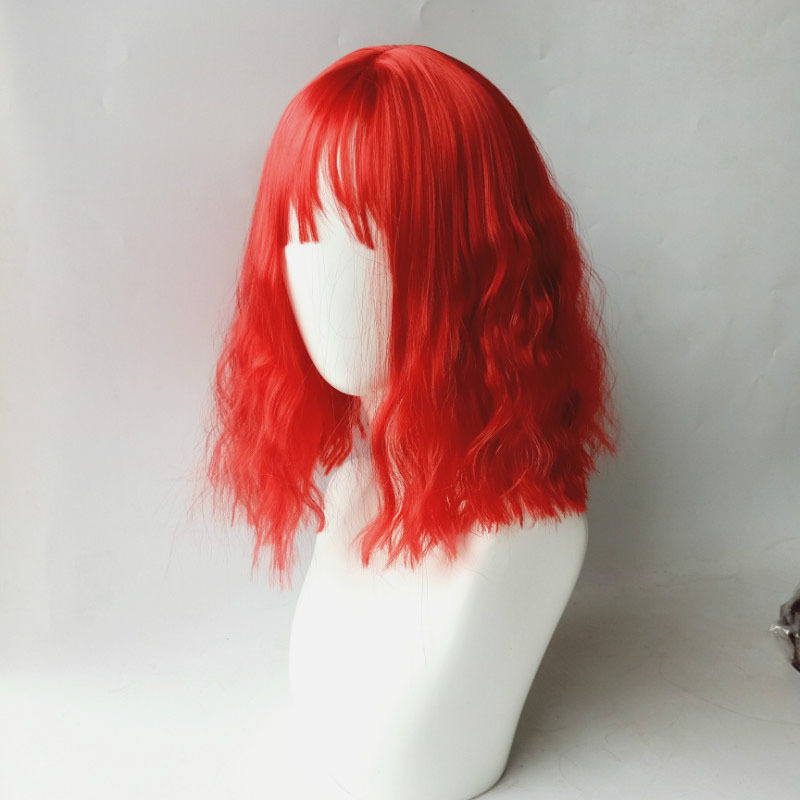 Hot selling wig for women, bright red shoulder-length wool curls, Halloween cosplay prop wig headpiece
