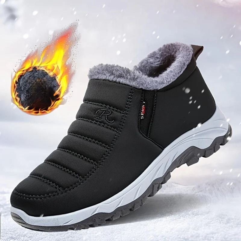 Womens Fleece Lined Snow Boots Winter Warm Waterproof Slip On Ankle Boots Thermal Outdoor Short Boots 241025