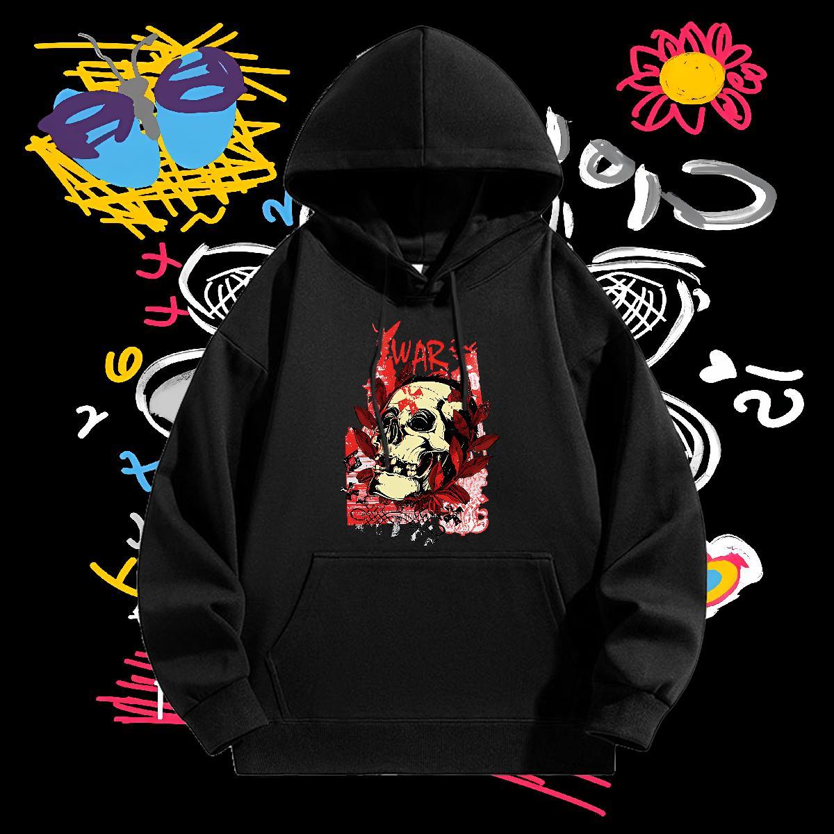 Fashion Design Hoodie for Men Breathable Drawstring Cool Design Men's Hooded Sweatshirt DIY Anime Top Hoody Autumn Winter Casual Velvet Thick