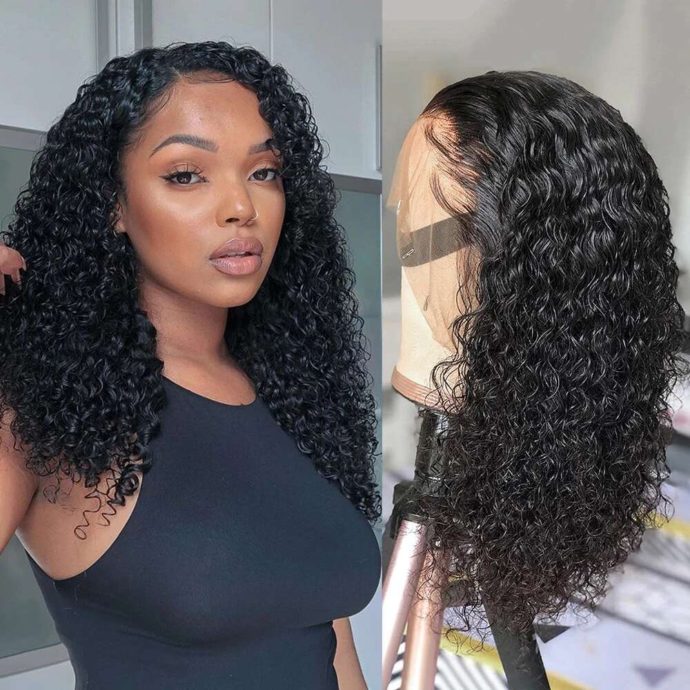 Curly Bob Human Hair Wigs x Lace Closure Wig Short Pixie Cut Kinky Front Frontal