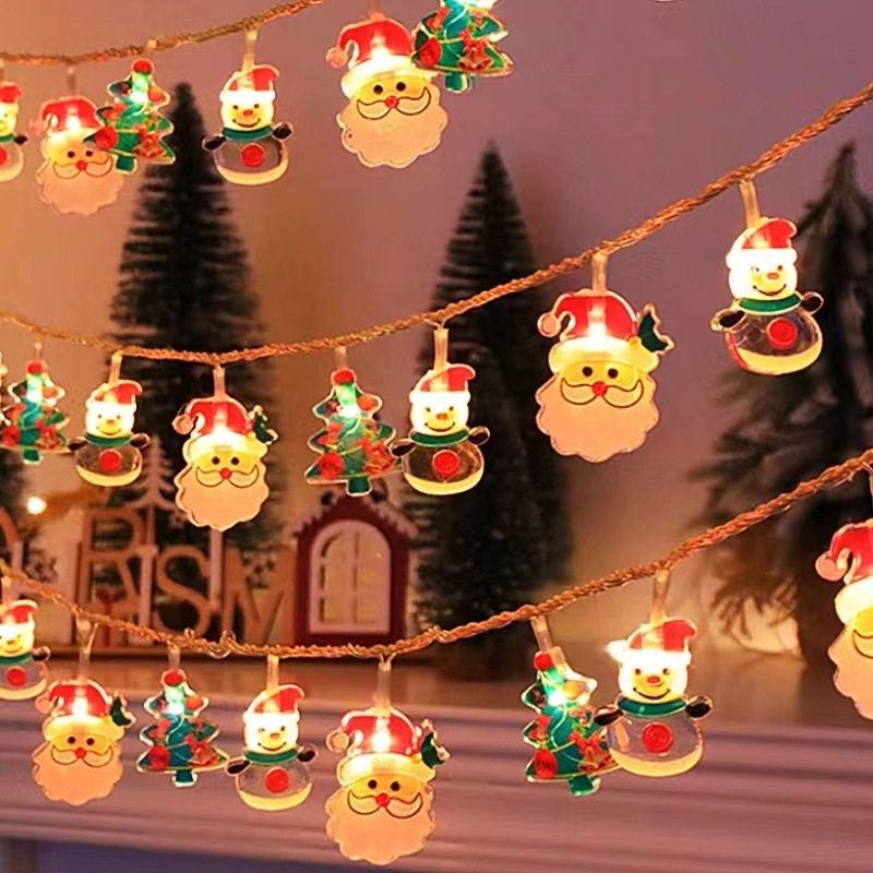 Bearded old man new LED Christmas lights strings of flashing lights strings of Christmas Day cartoon characters snowman scene atmosphere decorative li