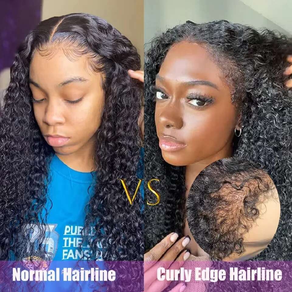 Kinky Curly C Edges Baby Hair Lace Wigs Human x HD Frontal Wig Afro Front