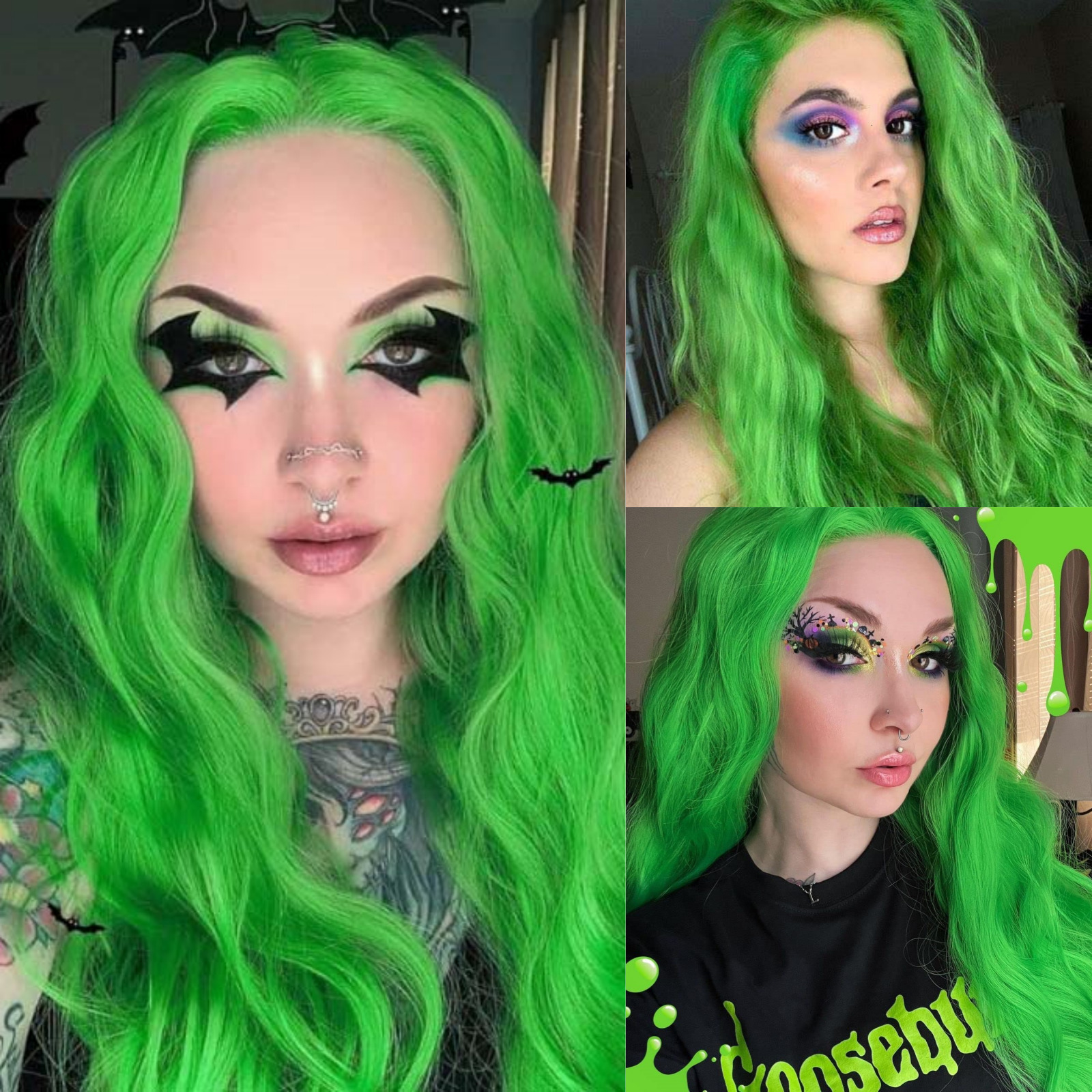 RDY Lime Green Natural Body Wave Synthetic Front Wig Glueless Long Wavy Colored Hair Lace Frontal Wigs for Women Daily