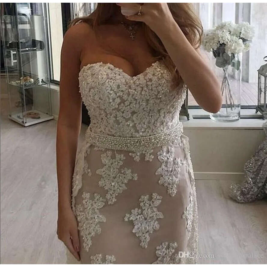 Elegant Mermaid Dresses Lace Long Beadings Crystals Sweetheart Sashes Or Length Satin Plus Size Wedding Dress Bridal Gowns Sexy 0430