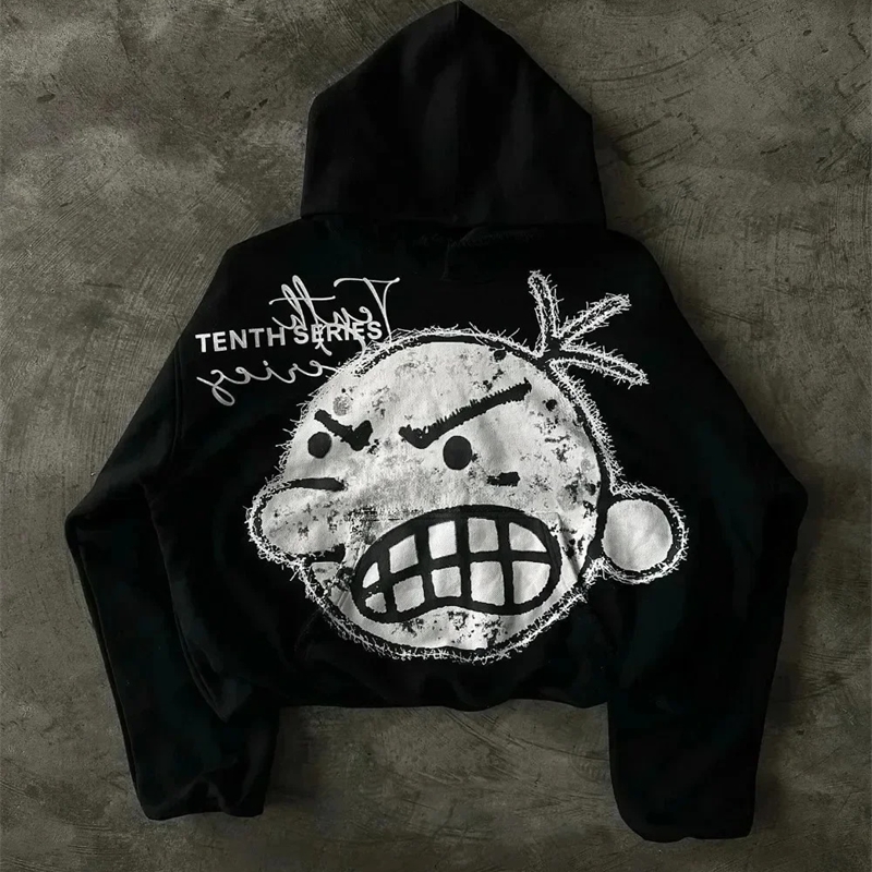 Y2K Trend American Vintage Letter Embroidered Hoodie for Men and Women Harajuku Gothic Oversized Sweater Tops Street Wear 241025