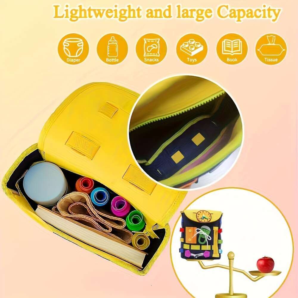 For Toddlers With Buckles Zippers, Sensory Toys, Learning Activity Through Play, Can Be Stored And Carried On The Back, Travel Toy Backpack