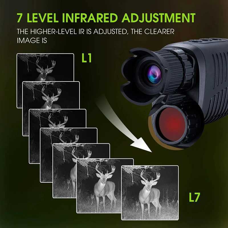 Monocular Night Vision Device 1080P HD Infrared 5x Digital Zoom Hunting Telescope Outdoor Day Night Dual Use 100% Darkness 300mXJ241028