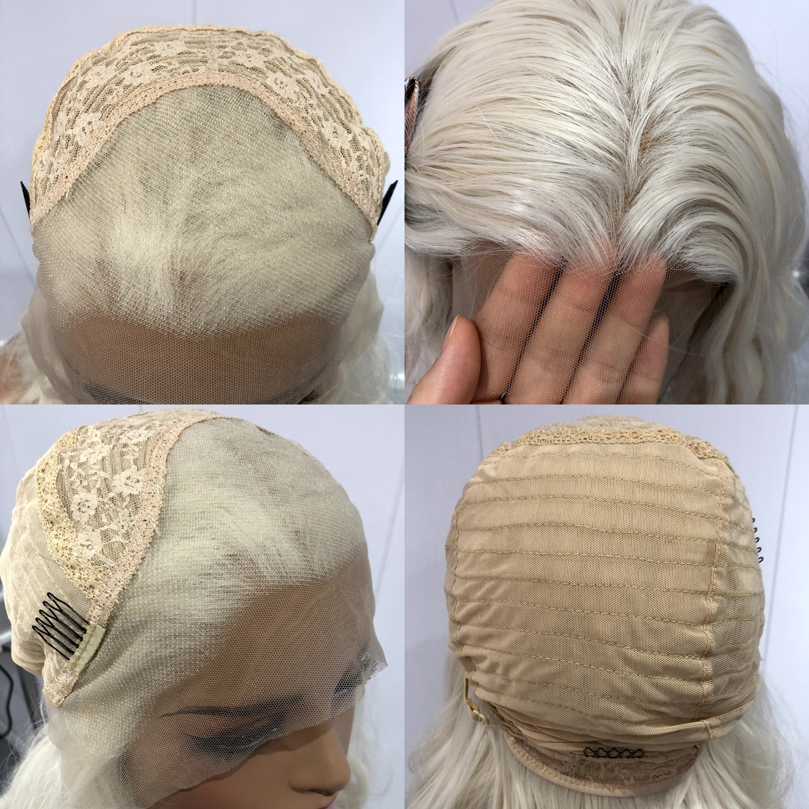 Platinum Blonde Natural Wavy Synthetic Lace Front Wig Long Straight White Colored Hair 13X4 Frontal Wigs for Women Party