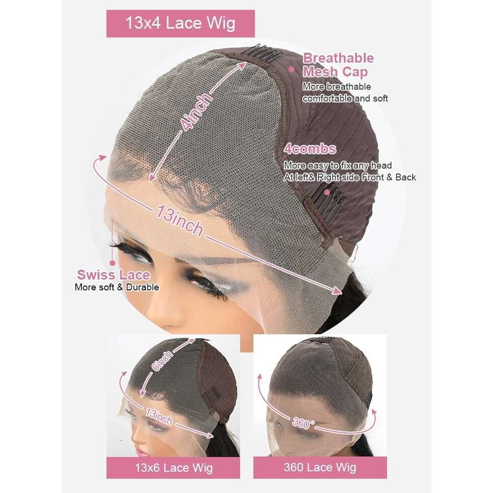 High Density HD Lace Frontal Wig x Human Hair Brazilian Straight Wigs For Women Preplucked