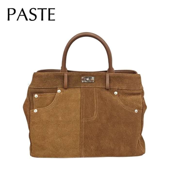 Winter Jeans Shape Innovative Design 2 Size Coffee Tote Matte Suede Cow Leather Women Handbag Casual Ladies Shoulder Bag