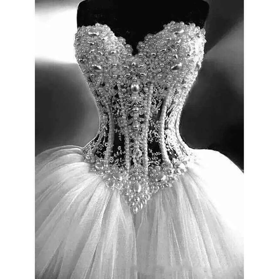 2021 Amazing Ball Gown Wedding Dresses Sweetheart Corset See Through Or Length Princess Bridal Gowns Beaded Lace Pearls Custom Made 0509