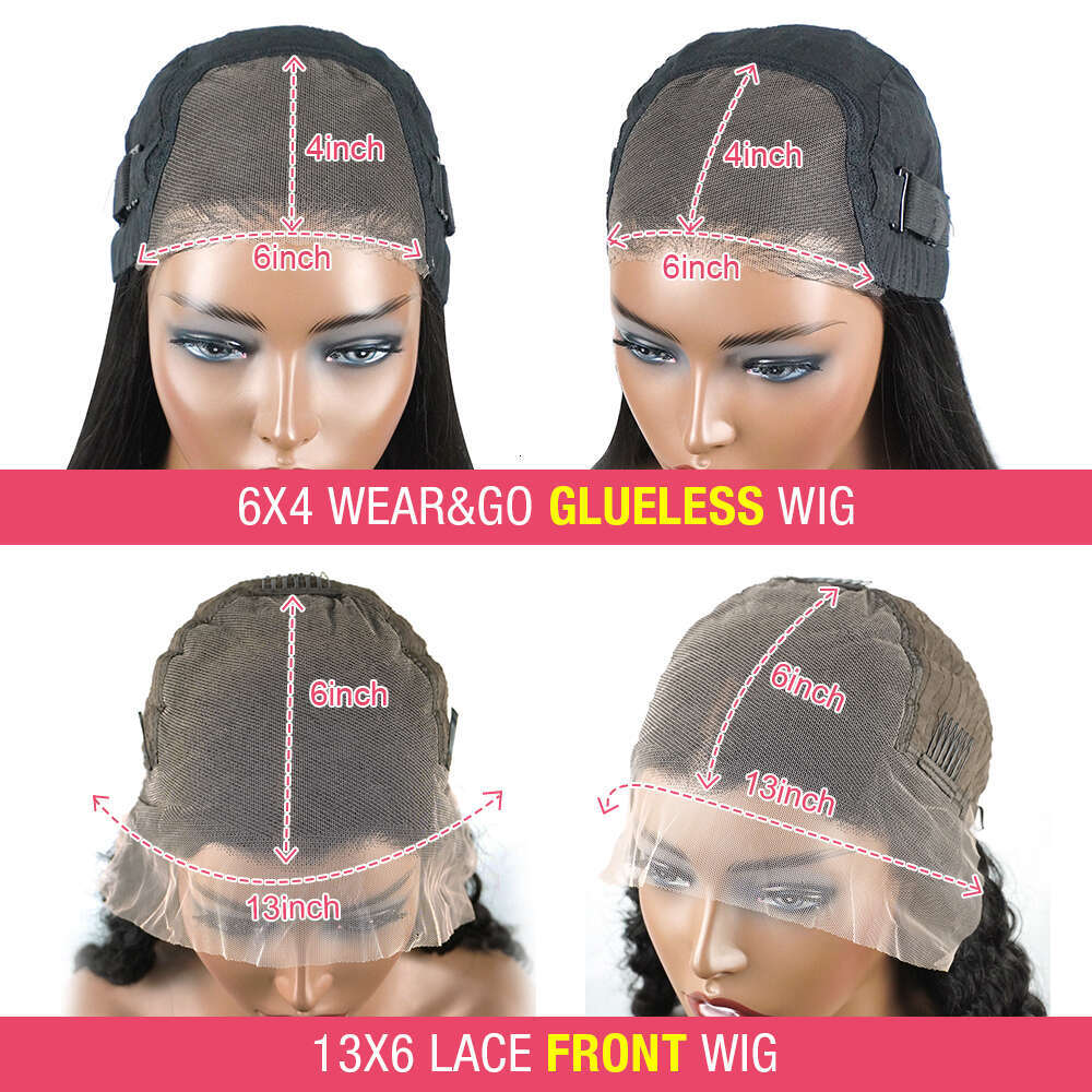 x Glueless Wig Human Hair Ready To Wear And Go Preplucked Pre Cut Body Wave HD Lace Frontal Wigs For Women