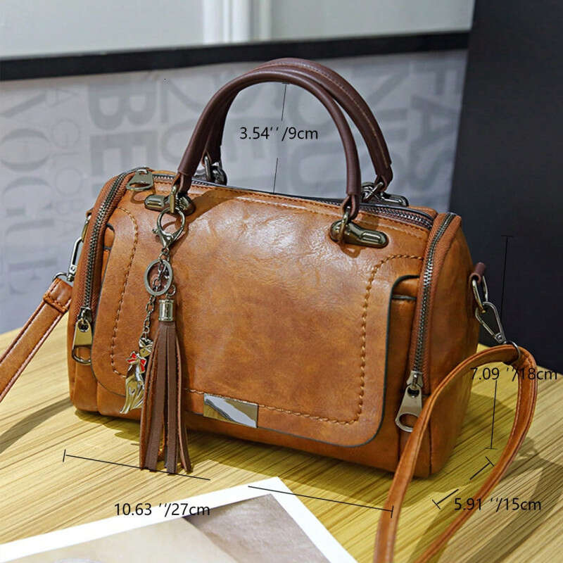 Decor Tassel Handbag, Women's Large Capacity Shoulder Bag, Fashion Zipper Crossbody Bag With Removable Strap