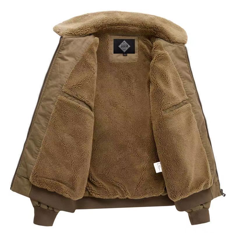 2024 new designer men's thick pilot wool winter add wool thick and warm loose work jacket cotton jacket