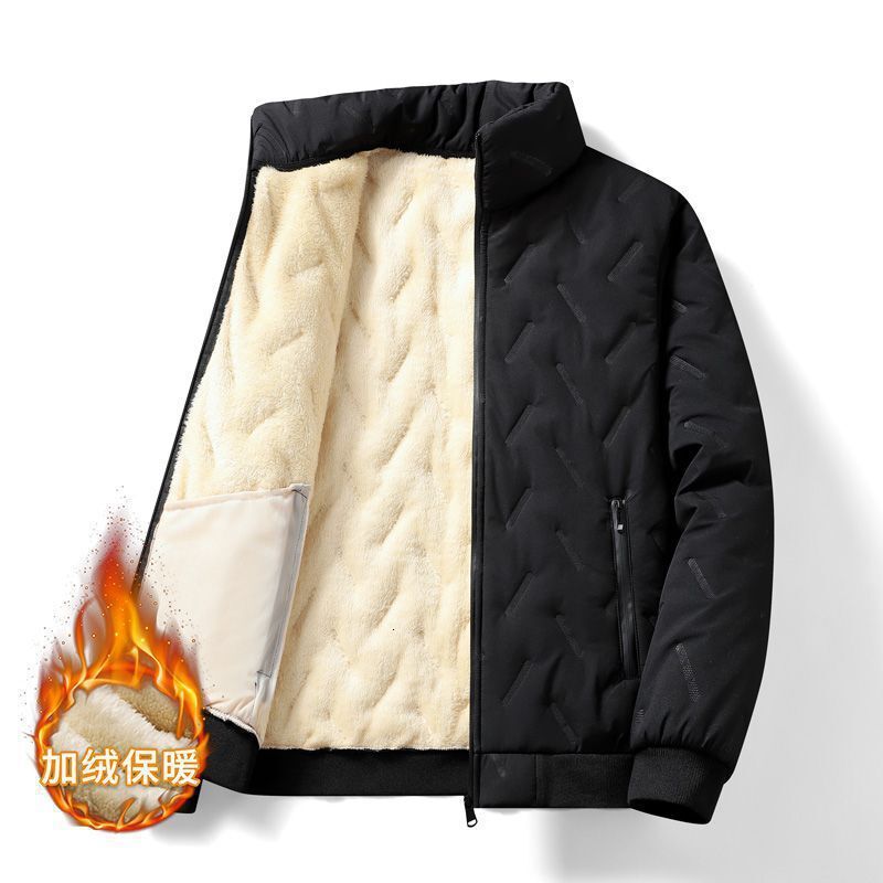 2024 New Designer Men's Lamb Fleece Warm and Windproof Thick Jacket with Wool Cotton Jacket Winter