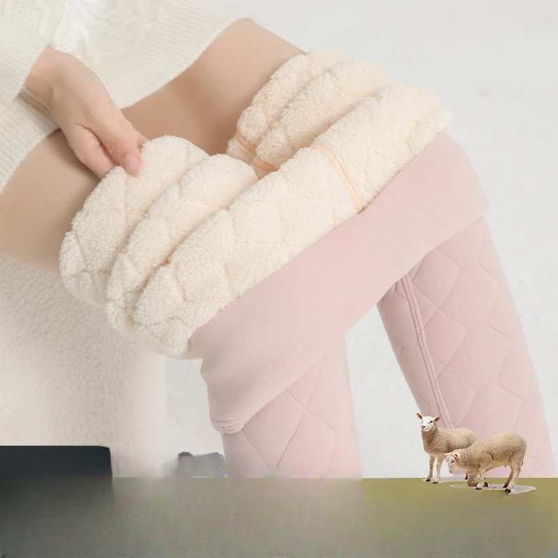 Autumn Winter Womens Solid Thick Warm Leg Tight High Stretching Pantalon Pants Cashmere Legs V860 241028