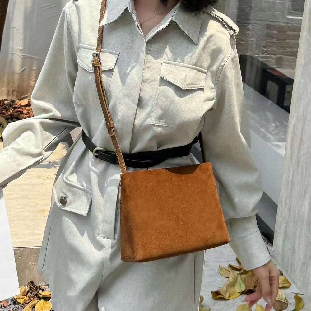 Autumn/Winter Leather Versatile Frosted Cowhide Single Shoulder Armpit Bag Square Temperament Diagonal Purse Trend