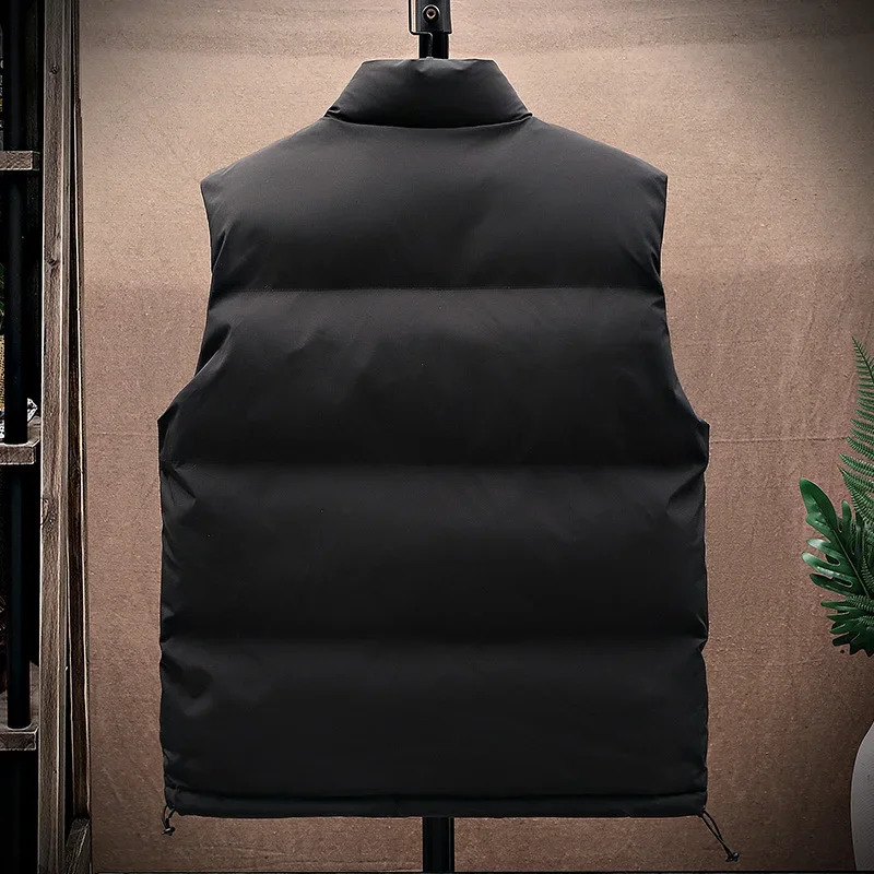 Solid color jacket winter warm vest outerwear windproof jacket cotton vest mens sleeveless jacket 241028