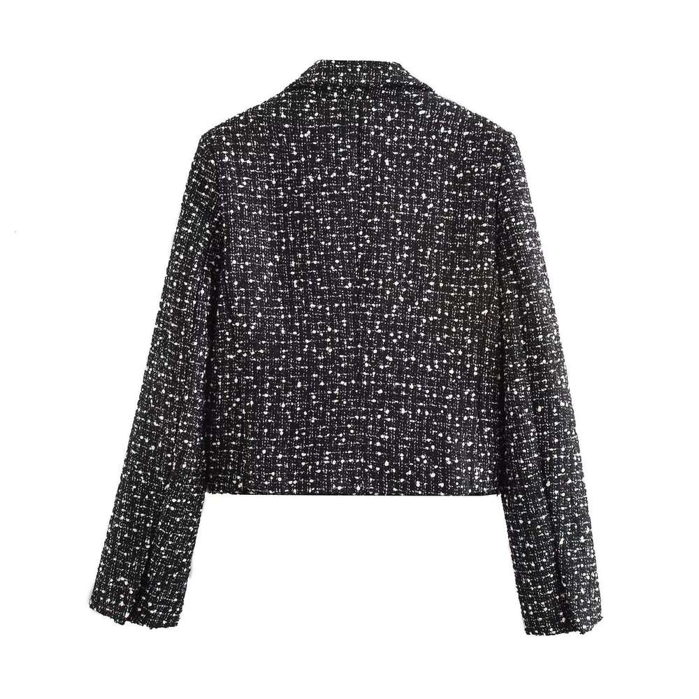 TWomen Vintage Soft Tweed New Fashion High Street Short Fall Winter Coat Double-Breasted Jacket
