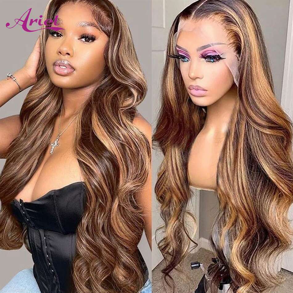 Highlight Wig Human Hair x Lace Frontal Wigs For Women Inch Honey Blonde Colored Body Wave Front