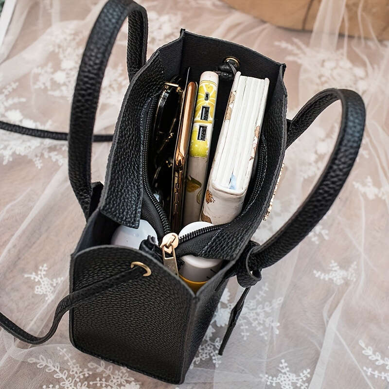 Chic Lychee Pattern Mini Handbag Women - Durable Faux Leather, Multi-Color, Perfect for Everyday Carryall