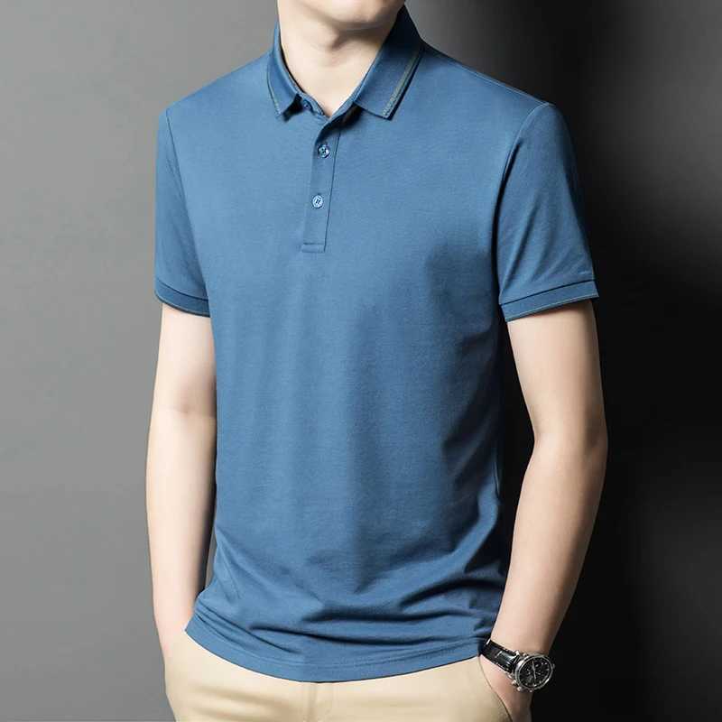 Solid Color Short-Sleeved T-shirt Mens Lapel Half-Sleeve Top 2024 Summer Versatile Business Casual Classic Polo ShirtXJ250108