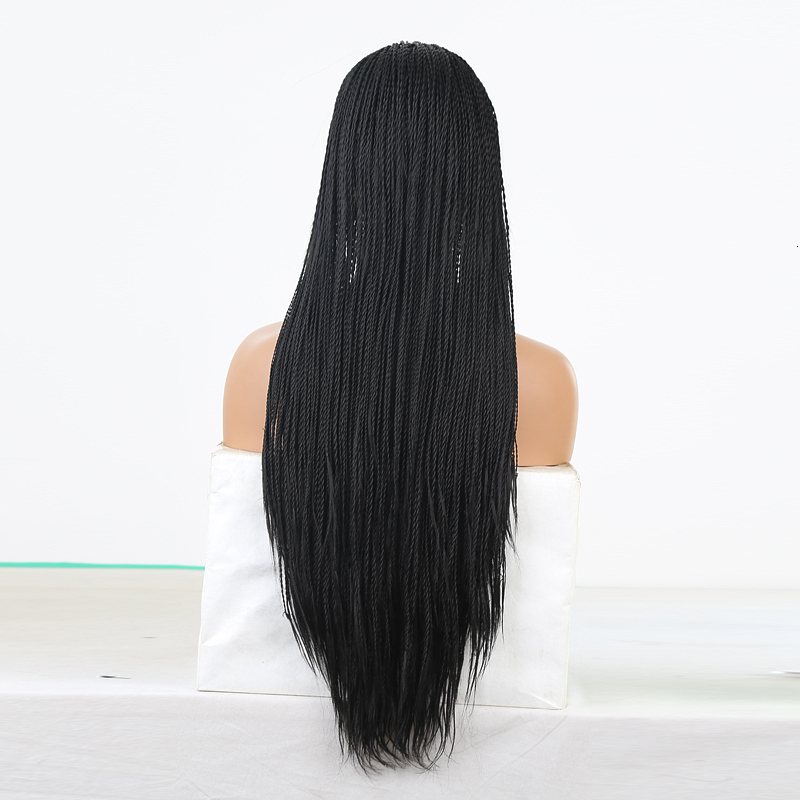 RONGDUOYI 500pieces 3 Synthetic Hair Lace Front Long Heat Resistant Braided Wigs For Black Women Twist Braids Wig