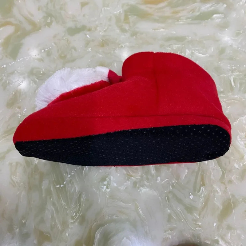 2024 Winter Warm Slippers Men Cartoon Christmas Red Boots Women Home Christmas Cotton Shoes Family Warm Non Slip Cotton Boot 241025