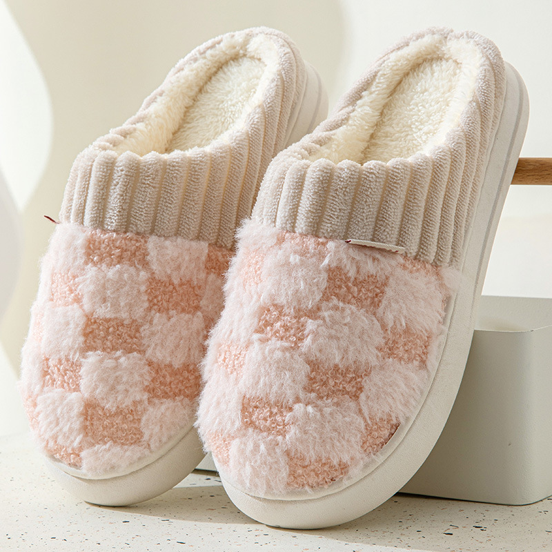 High quality autumn and winter indoor home anti slip thick bottom couple bedroom wearing NEW hot plush cotton slippers for women