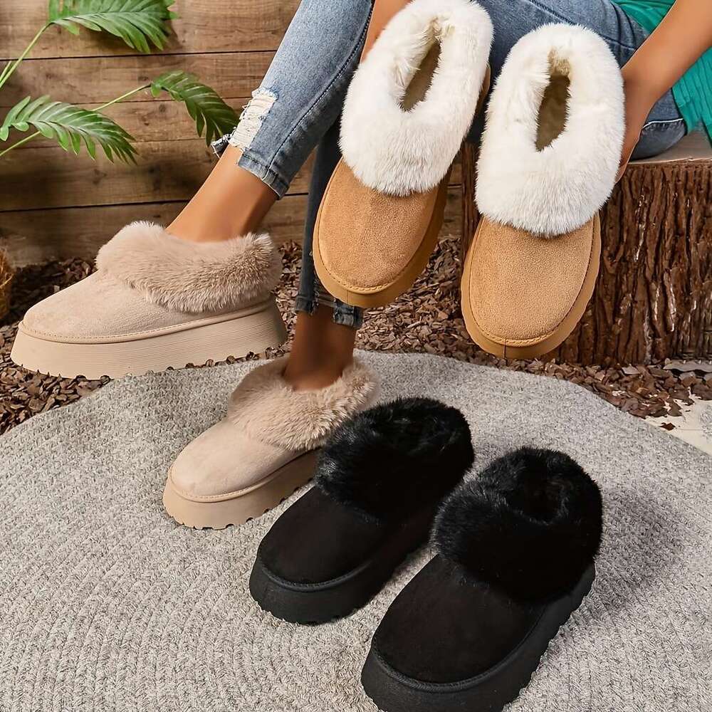 Cozy Fluffy Snow Women Soft Plush ed, Non-Slip Platform Sole, Warm Winter Boots with Comfortable Fit Stylish Design - Perfect for Cold Weather and Out
