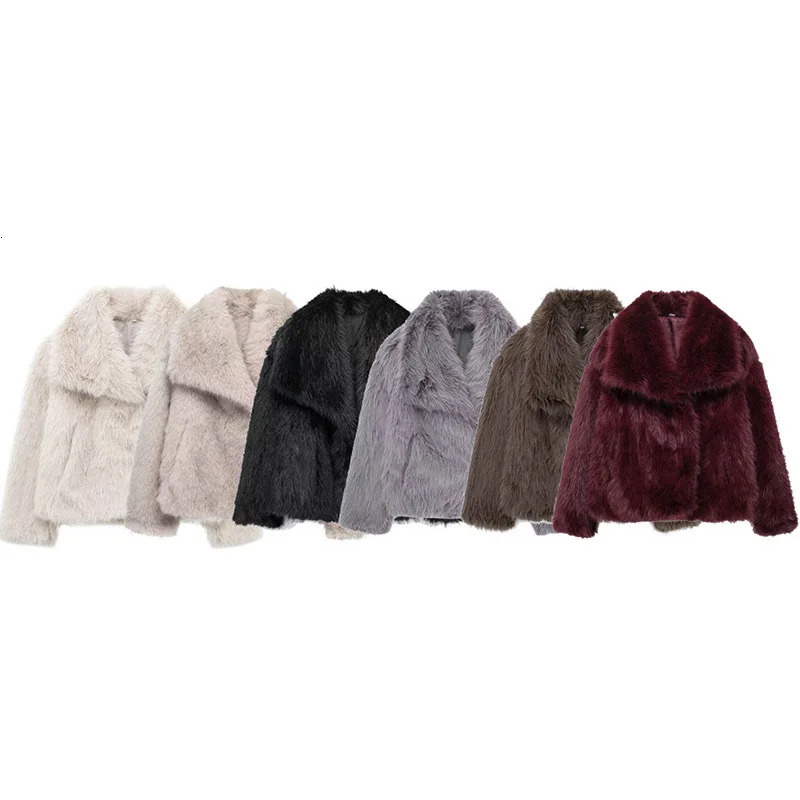 ZADATA Womens 2023 Winter European and American Style Artificial Fur Effect Short Jacket 4360240 712 241024
