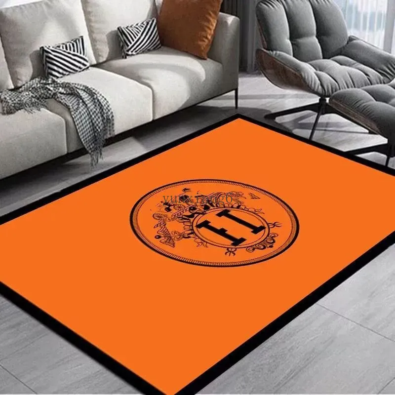Light luxury orange carriage house, fashionable carpet, living room, bedroom, fashionable bedside table, clothing store, wardrobe, floor mat