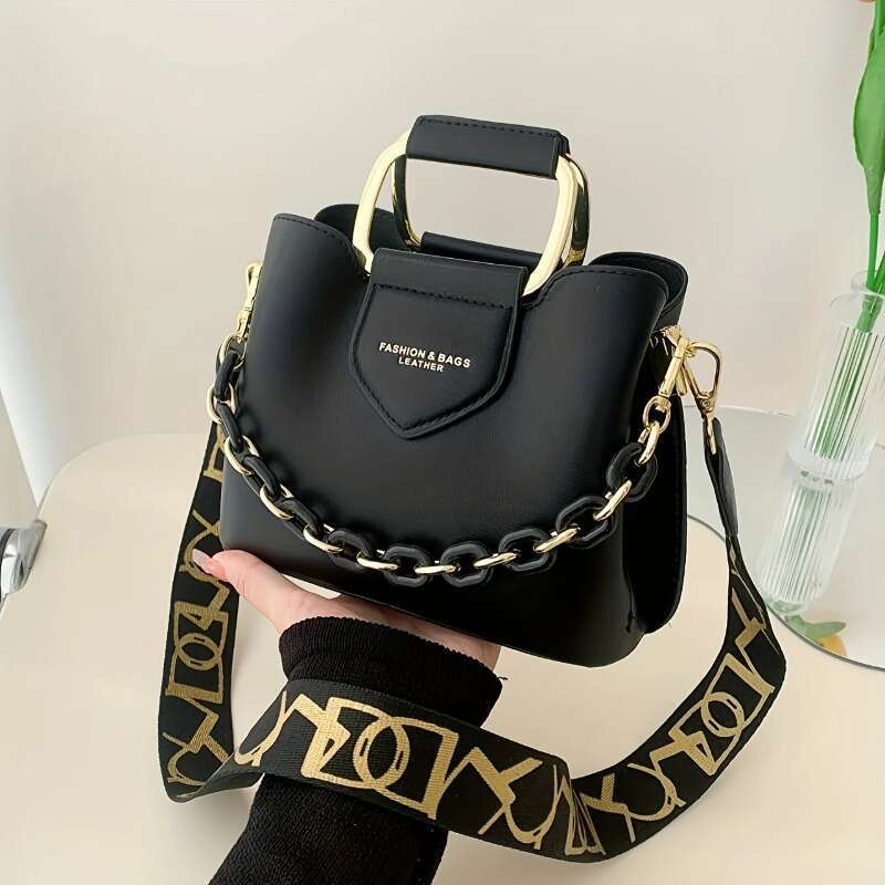Fashion Crossbody Bucket Trendy PU Shoulder Bag, Women's Casual Handbag & Tote Purse