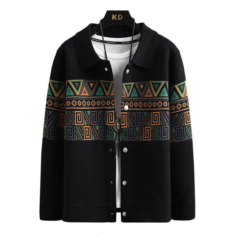 024 Spring and Autumn Business Casual Cardigan Sweater Mens Fashion Versatile Long sleeved Knitted Coat 241024