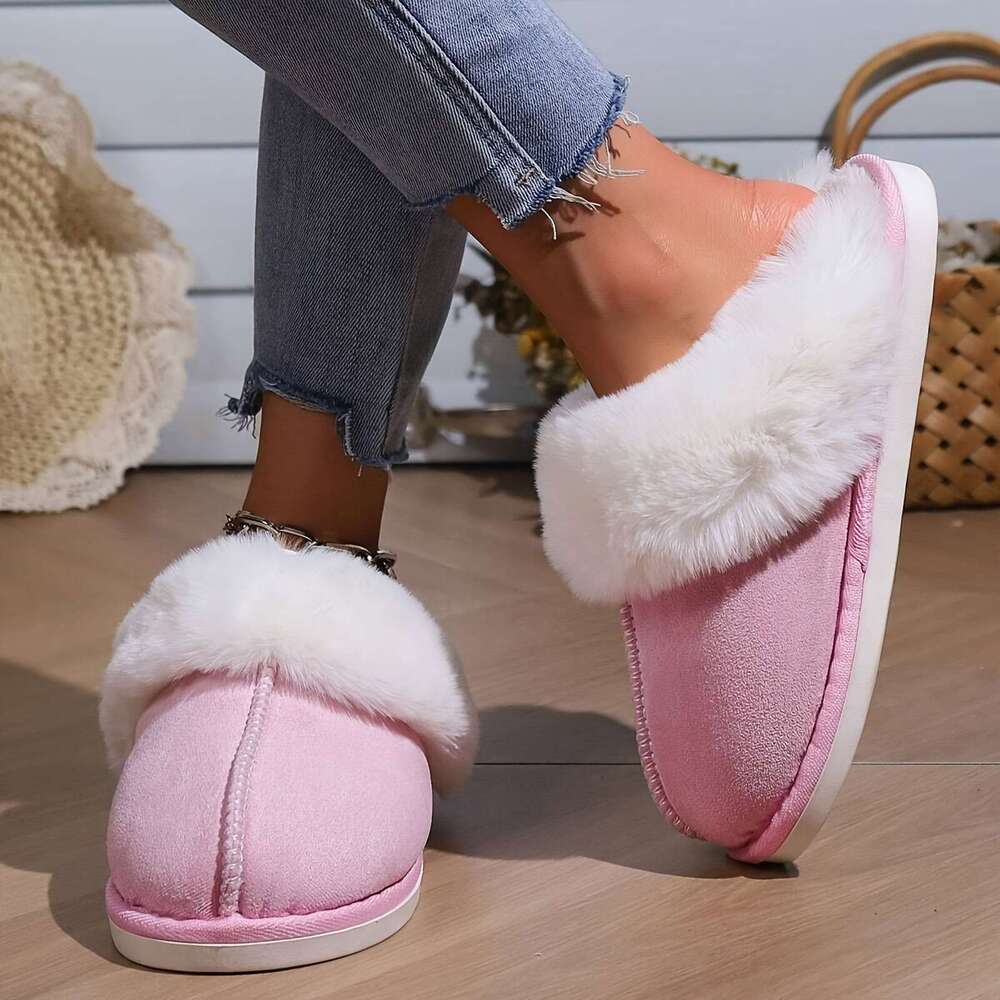 Cozy Plush Women - Slippers with Memory Foam, Non Sole, Slip On Design, Soft Indoor Bedroom Shoes for Ultimate Comfort and Relaxation