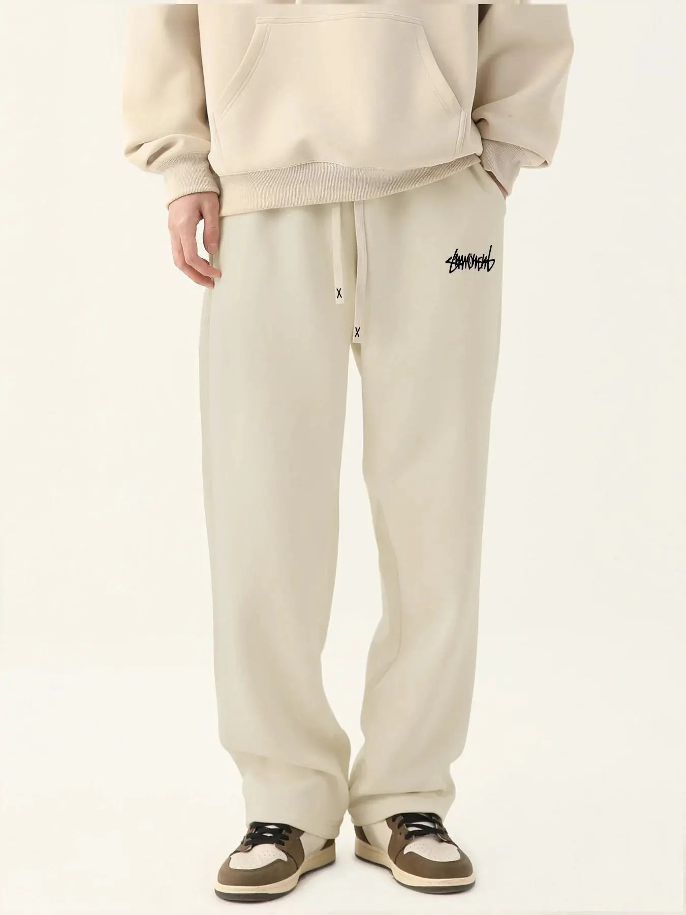 Mens Casual Pants Autumn Winter Fleece Sweatpants Men Running Jogger Sports Gym Trousers Fashion Solid Color Workout Long 241024