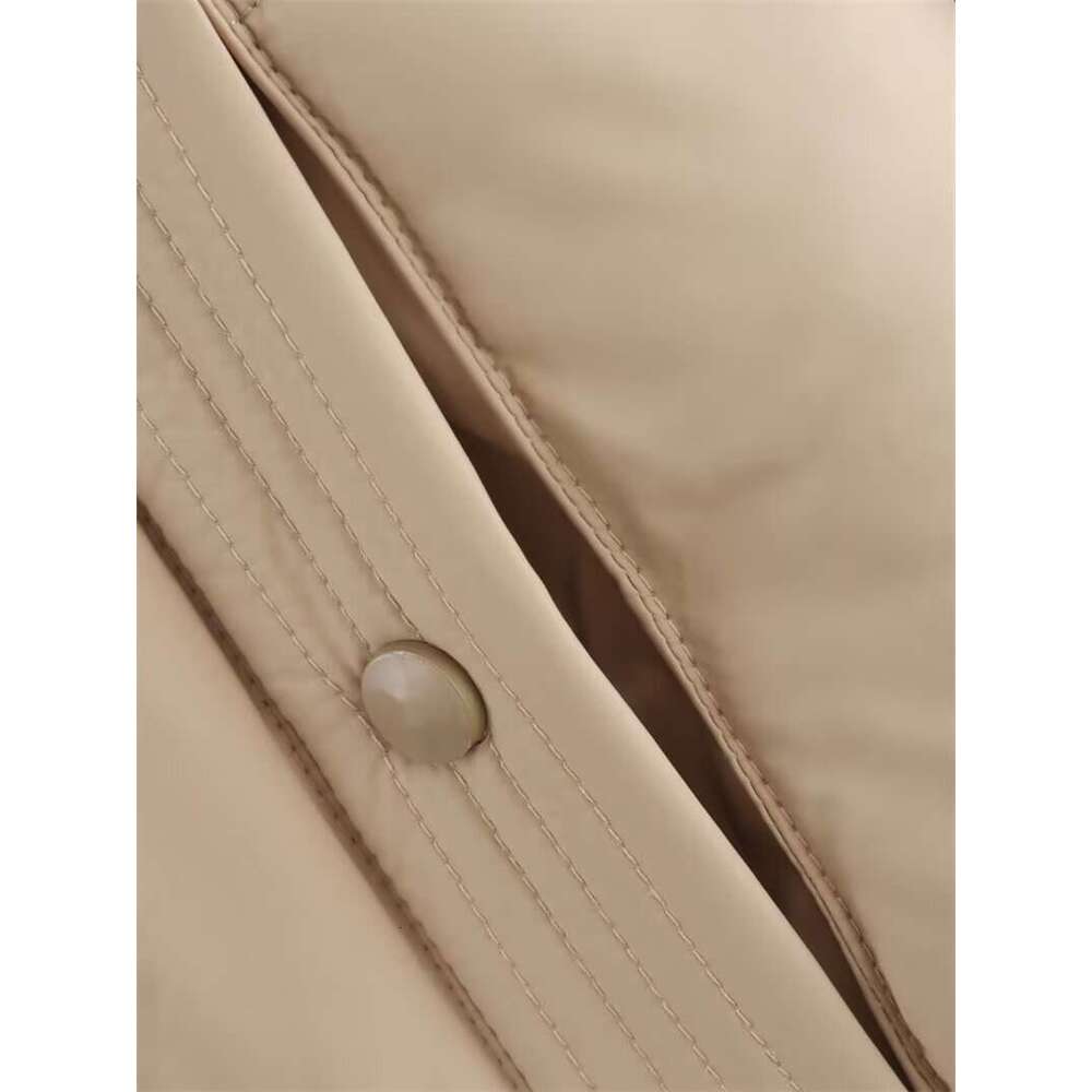 TRAFZA Women Fall Winter Padding Five-Color Horn Buttons Zipper New 2024 Fashion Energetic Simple Long Coat
